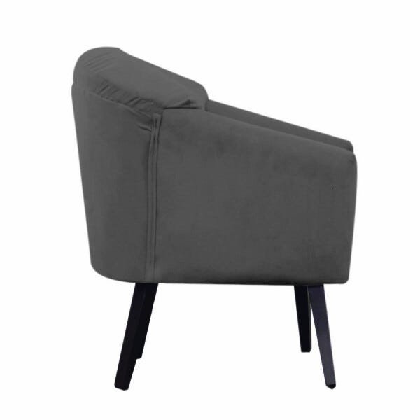 Poltrona Decorativa Estela Retrô Suede Cinza - Dominic Decor - 3