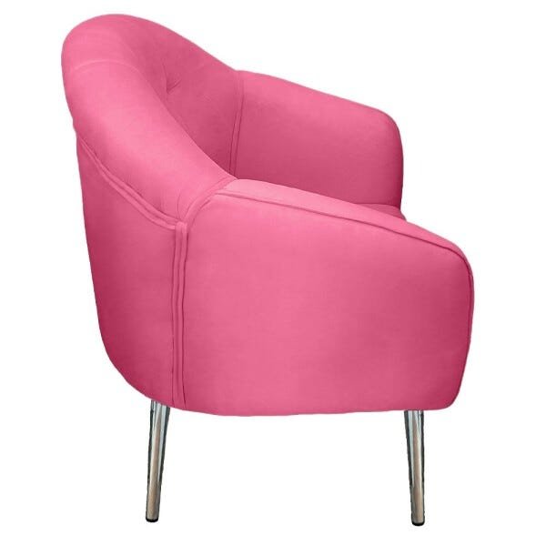 Poltrona Maia Pés Cromados Suede Rosa Pink - Dominic Decor - 2