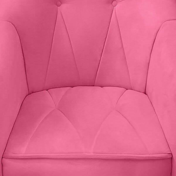 Poltrona Maia Pés Cromados Suede Rosa Pink - Dominic Decor - 3