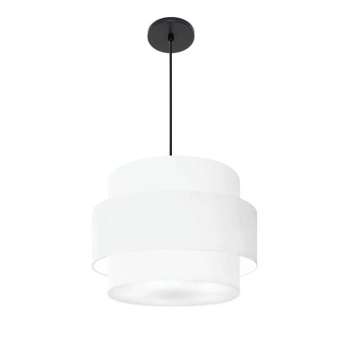 Lustre para Sala de Jantar Vivare Md-4393 Cúpula em Tecido 45cm Branco 127/220v