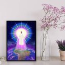 Ver imagem 2 de Quadro Chama Violeta Saint Germain Mundo 24x18cm:Madeira branca