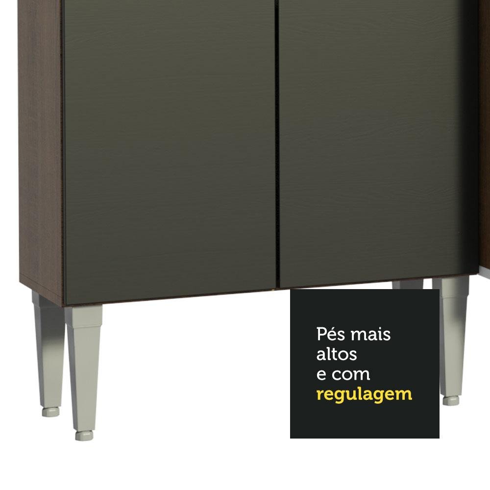 Armário de Cozinha Compacta 169cm Rustic/Preto Emilly Free Madesa 01 - 8