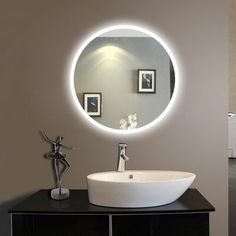 Espelho redondo iluminado com LED frio 50cm