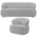 Ver imagem 1 de Kit Sofá 3 Lugares para Sala 198cm com 01 Poltrona Orgânica Florea M05 Bouclê Cinza - Lyam Decor