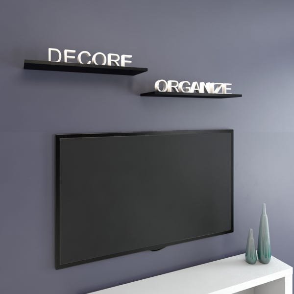 PRATELEIRA EM MDP COM SUPORTE INVISIVEL 20 X 40 CM UV PRETO - 1