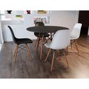 Ver imagem 1 de Mesa De Jantar Com 4 Cadeiras 2 Pretas E 2 Brancas 90Cm Tampo Preto Base Madeira Cor: Preto