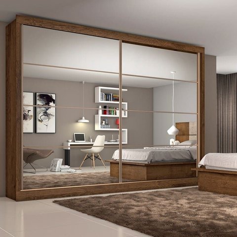 Guarda Roupa Casal Espelhado 2 Portas 6 Gavetas - Sevilha-braúna - Made Marcs