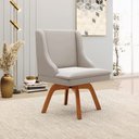 Ver imagem 2 de Kit 2 Cadeiras Decorativas Sala de Jantar Base Giratória de Madeira Firenze Veludo Cinza/Natural G19
