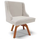 Ver mais imagens de Kit 2 Cadeiras Decorativas Sala de Jantar Base Giratória de Madeira Firenze Veludo Cinza/Natural G19
