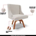 Ver imagem 4 de Kit 2 Cadeiras Decorativas Sala de Jantar Base Giratória de Madeira Firenze Veludo Cinza/Natural G19