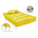 Ver imagem 5 de Sofá Cama Versátil 3 Lugares Império Reclinável Casal Pés de Alumínio Amarelo 374