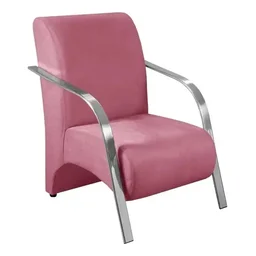 Poltrona Suede Vênus Decorativa Braço de Alumínio:rosa - 1