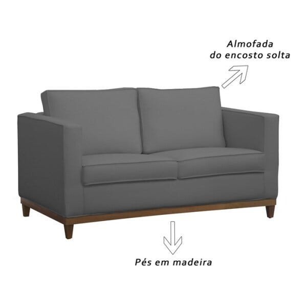 Sofá Aspen Suede Cinza e Mesas Laterais Bia Preto Dmonegatto - 2