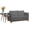 Sofá Aspen Suede Cinza e Mesas Laterais Bia Preto Dmonegatto - 1