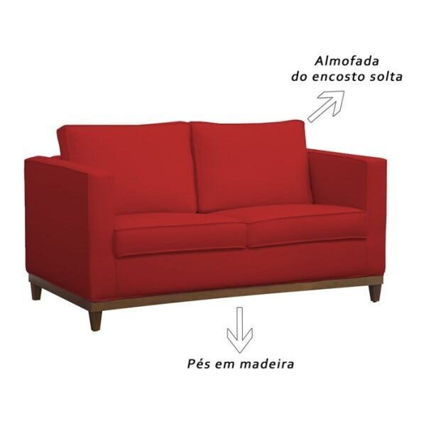 Sofá Aspen Suede Vermelho e Mesas Laterais Bia Branco Dmonegatto - 2