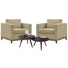 Kit Poltronas Aspen Suede Bege e Mesas de Centro Sara Preto Dmonegatto - 1