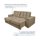 Ver imagem 5 de Sofá Retrátil e Reclinável 3 Lugares Molas Ensacadas 190cm Veludo Zurique