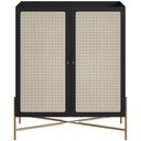 Ver imagem 4 de Armário Bar para Sala 2 Portas 93cm Industrial Indy A03 Nero Dourado - Lyam Decor