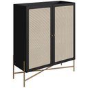 Ver imagem 1 de Armário Bar para Sala 2 Portas 93cm Industrial Indy A03 Nero Dourado - Lyam Decor