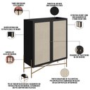 Ver imagem 5 de Armário Bar para Sala 2 Portas 93cm Industrial Indy A03 Nero Dourado - Lyam Decor