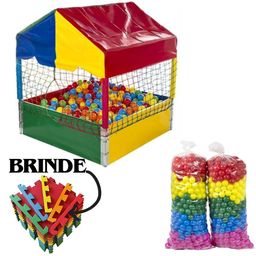 Kit Piscina de Bolinhas 1x1 + 500 Bolinhas Coloridas 76mm + Tatame Eva - 1