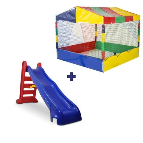 Kit Piscina de Bolinhas 2x2 + Escorregador Grande 4 Degraus