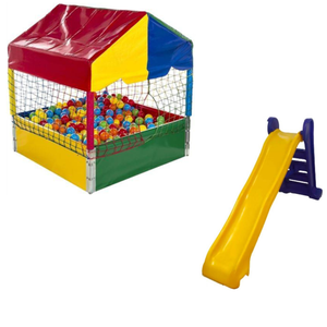 Kit Piscina de Bolinhas 1x1 + Escorregador Grande 4 Degraus