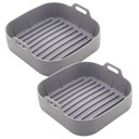 Ver imagem 1 de Conjunto 2 Formas Quadradas de Silicone para Air Fryer Cinza 16x5,5cm Reutilizável Cozinha Assar