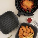 Ver imagem 2 de Conjunto 2 Formas Quadradas de Silicone para Air Fryer Cinza 16x5,5cm Reutilizável Cozinha Assar