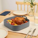 Ver imagem 7 de Conjunto 2 Formas Quadradas de Silicone para Air Fryer Cinza 16x5,5cm Reutilizável Cozinha Assar