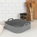 Ver imagem 5 de Conjunto 2 Formas Quadradas de Silicone para Air Fryer Cinza 16x5,5cm Reutilizável Cozinha Assar