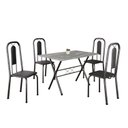 Ver imagem 2 de Conjunto de Mesa Tubular 062 100x60cm Tampo em Granito com 4 Cadeiras Lívia Prata/Preto Liso/Martelado