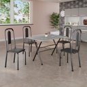 Ver imagem 1 de Conjunto de Mesa Tubular 062 100x60cm Tampo em Granito com 4 Cadeiras Lívia Prata/Preto Liso/Martelado