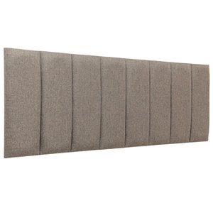 Cabeceira Queen Linho Cinza Placa Modulada Estofada Ripada Adesiva