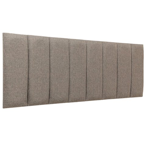 Cabeceira Queen Linho Cinza Placa Modulada Estofada Ripada Adesiva