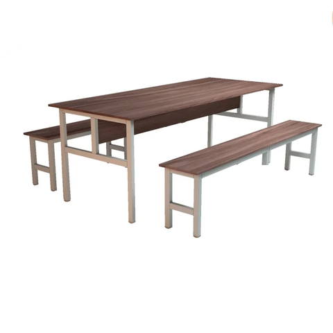 Conjunto Mesa Refeitório 6 Lugares com Banco Separado Copa:carvalho/cinza Cristal