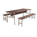 Ver imagem 1 de Conjunto Mesa Refeitório 6 Lugares com Banco Separado Copa:carvalho/cinza Cristal