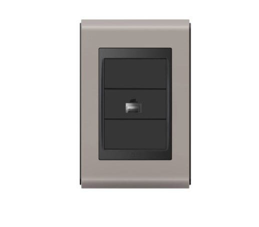 Conjunto 1 Tomada Telefone RJ11 - Refinatto - Argila Acetinado / Preto - 1