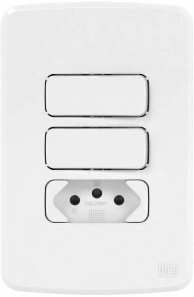 2 Conjuntos com Interruptor Simples, Paralelo, Tomada 10 A - 4x2" Weg Branco Composé - 2