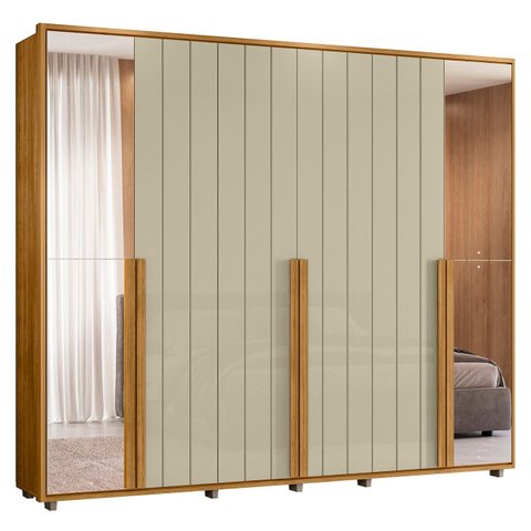 Guarda Roupa Casal 278cm 6 Portas 4 Espelhos Zac Opala/cumaru Z10 - Mpozenato