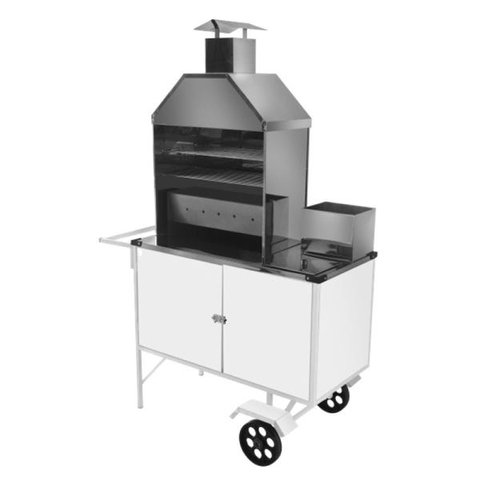 Carrinho de Churrasco Espetinho Luxo Branco Rodas Maciças Bl03m Cefaz