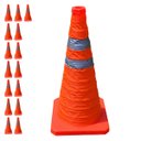 Ver imagem 1 de Cone Sinalizaçao Retratil Kit 15 Uni Portatil Dobravel Obra Transito Trafego Segurança Balizador Eme