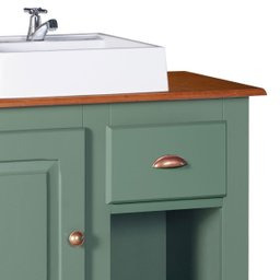 Gabinete para Banheiro com Cuba e Armário Espelheira Dália 3064 - Verde Musgo/imbuia Glazer - 2