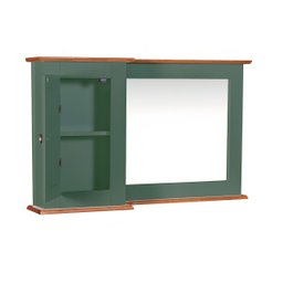 Gabinete para Banheiro com Cuba e Armário Espelheira Dália 3064 - Verde Musgo/imbuia Glazer - 4