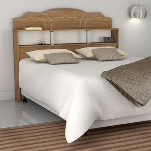 Cabeceira Estrela Mdf Moderna Elegante Nichos Resistente:casal/bege