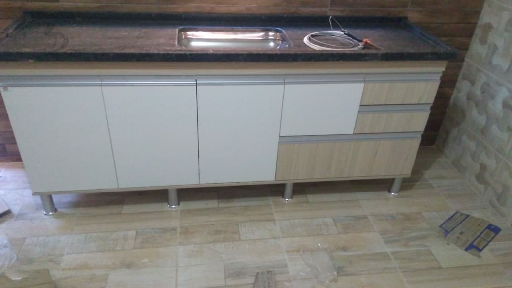 - Gabinete para pia de cozinha de 1,80m Cípres e Branco fosco 100% MDF 15mm Rino Móveis
