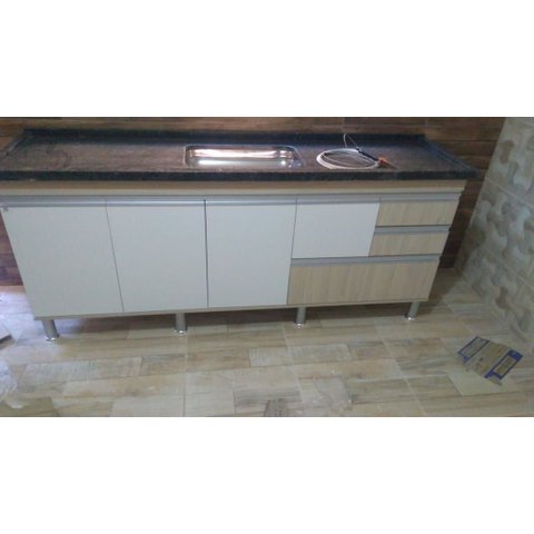 - Gabinete para Pia de Cozinha de 1,80m Cípres e Branco Fosco 100% Mdf 15mm Rino Móveis