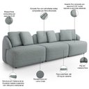 Ver imagem 3 de Sofá 3 Lugares para Sala de Estar Living 228cm Arlo F04 Linho Cinza - Lyam Decor