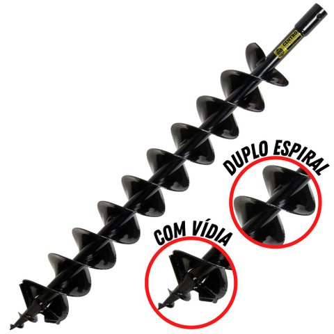 Broca Para Perfurador de Solo Kawashima 800mmx100mm Ferro Espiral Duplo E Lâmina de Vídia