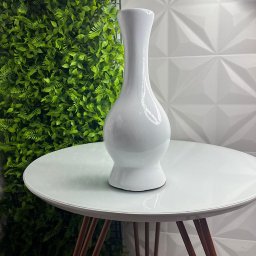 Vaso branco alto decorativo de cerâmica com trabalhado - 2